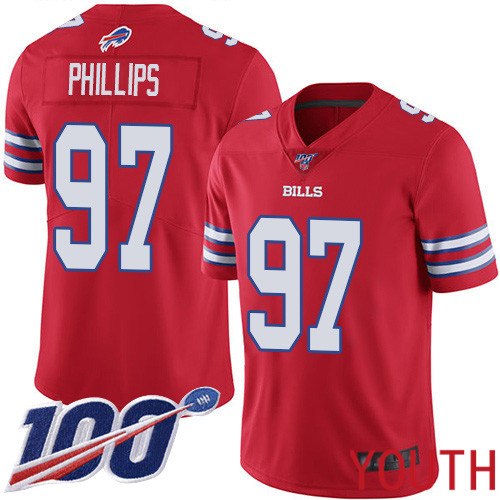 Youth Buffalo Bills #97 Jordan Phillips Limited Red Rush Vapor Untouchable 100th Season NFL Jersey